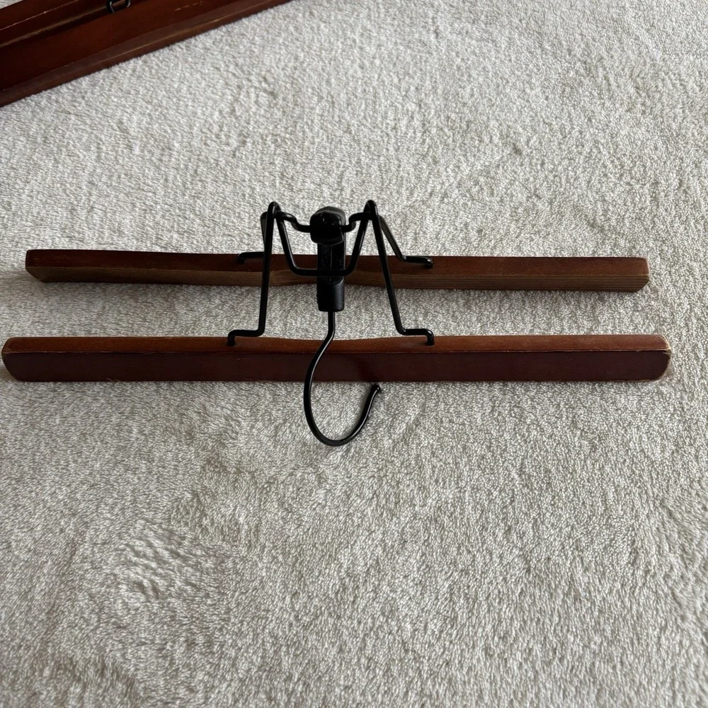 Wooden Pant / Skirt Hangers (Lot of 3) Vintage‎ Metal C-hook   11